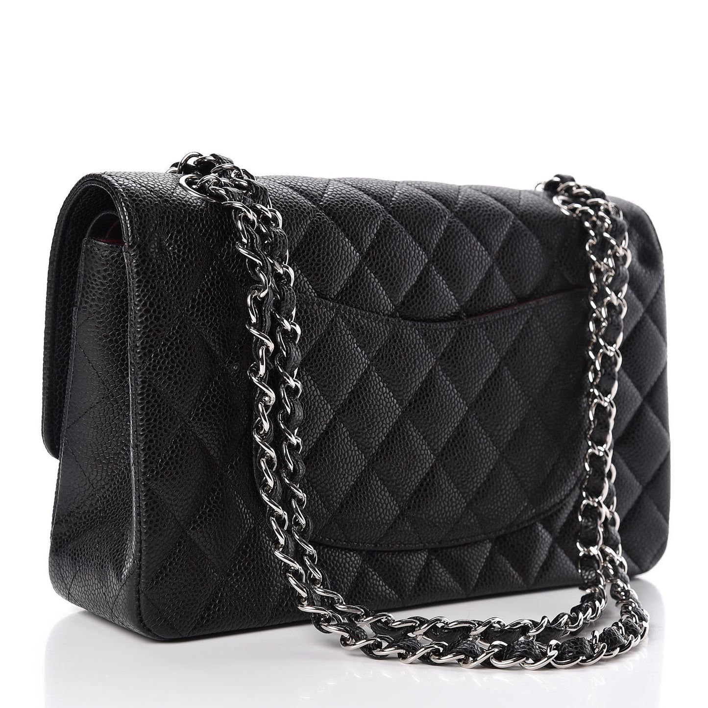 Caviar Quilted Medium Double Flap Black