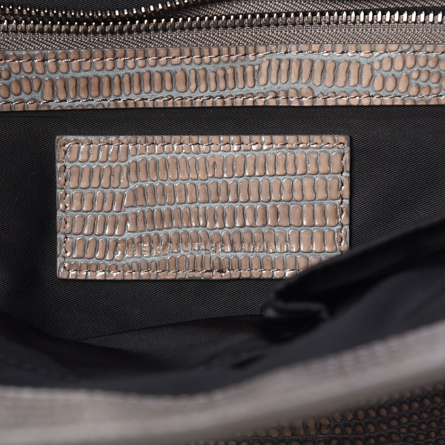 Lizard Embossed Prisma Skeletal Tote Grey