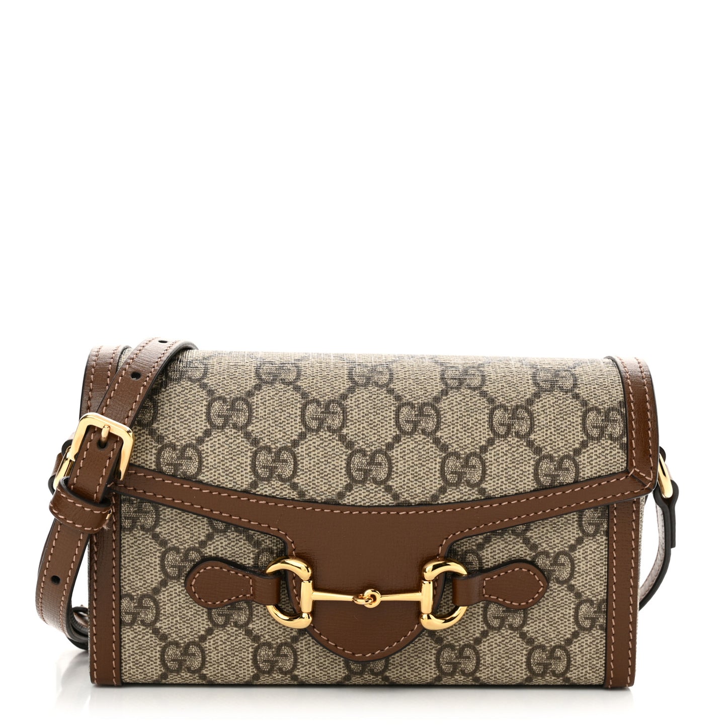 GG Supreme Monogram Mini Horsebit 1955 Shoulder Bag Beige Brown Sugar