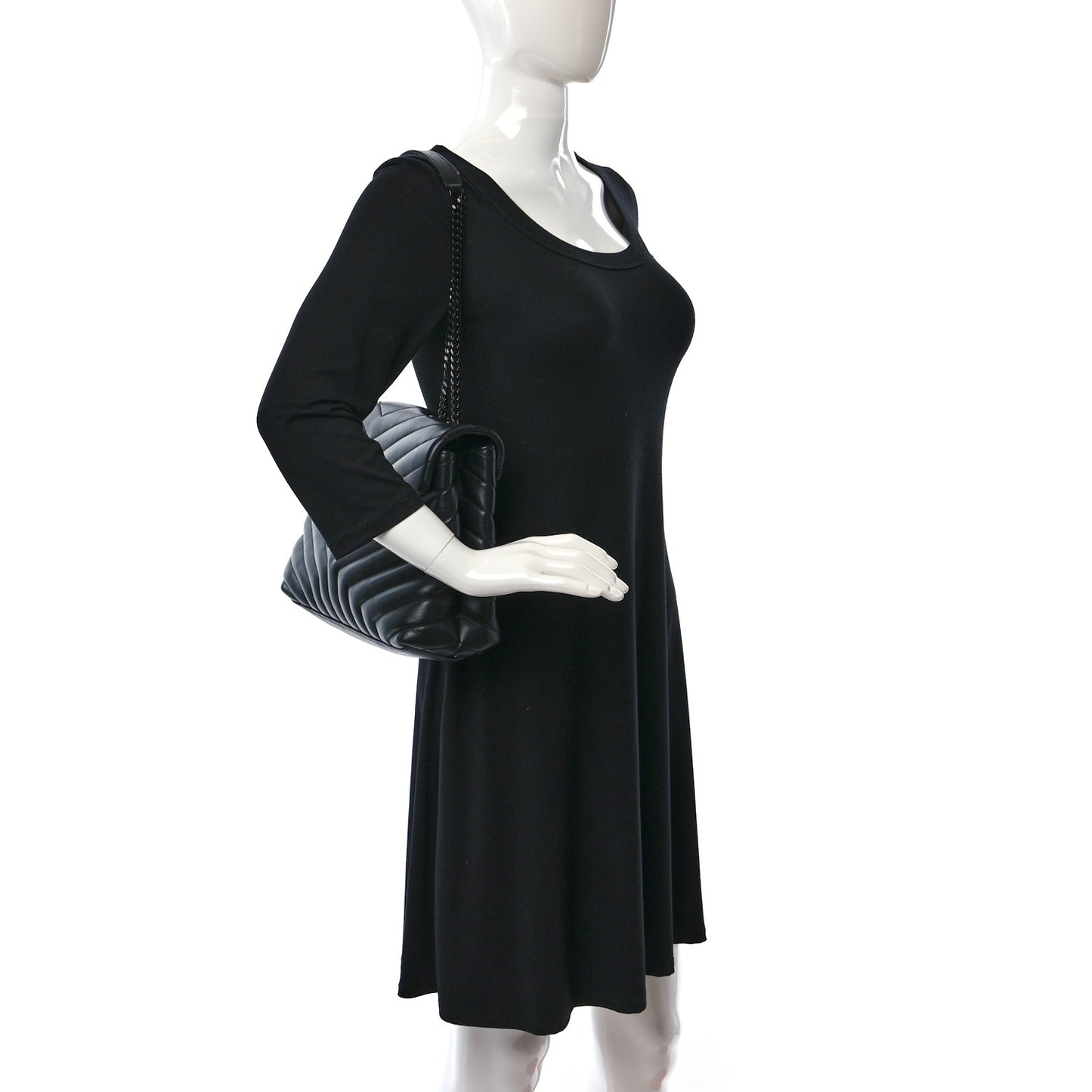 Calfskin Y Quilted Monogram Monochrome Medium Loulou Chain Satchel Black