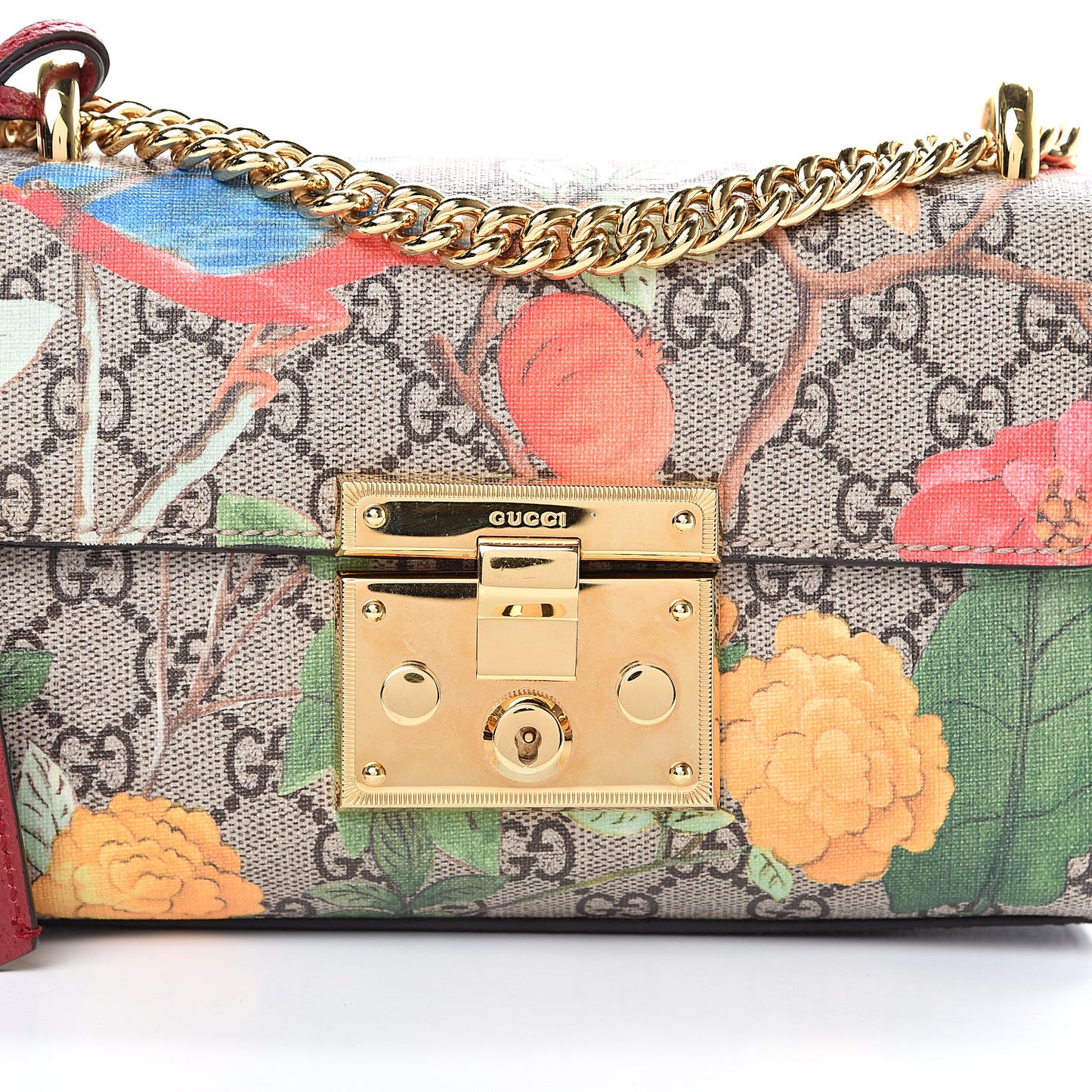 GG Supreme Monogram Tian Small Padlock Shoulder Bag Beige Multicolor New Acero