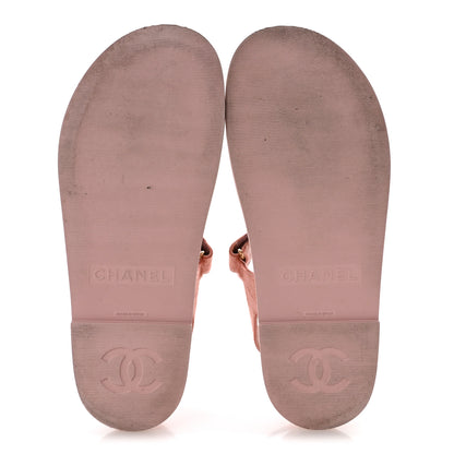Chanel Calfskin Hair Suede Shearling Dad Sandals 40 Light Pink 6 of 12