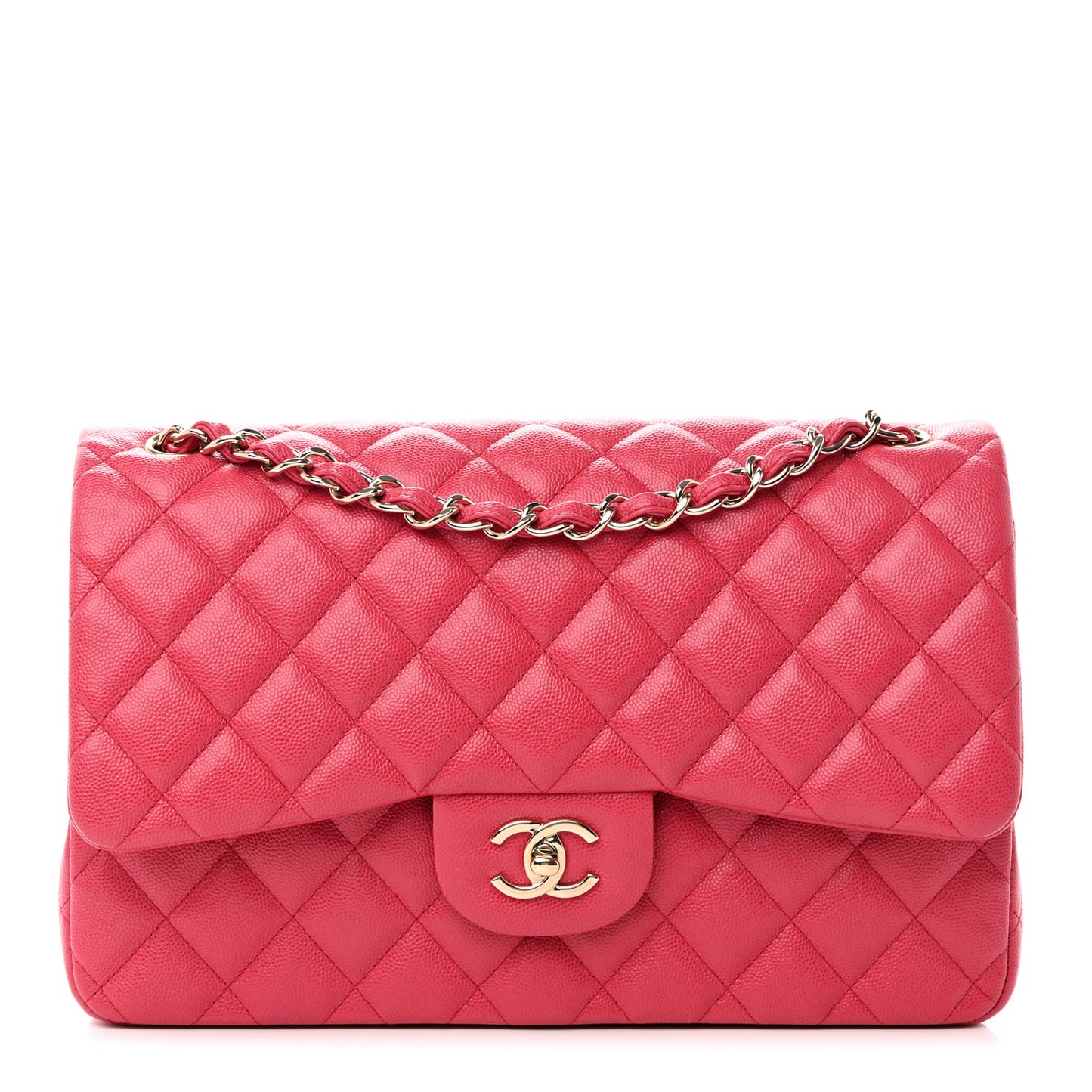 Caviar Quilted Jumbo Double Flap Dark Pink