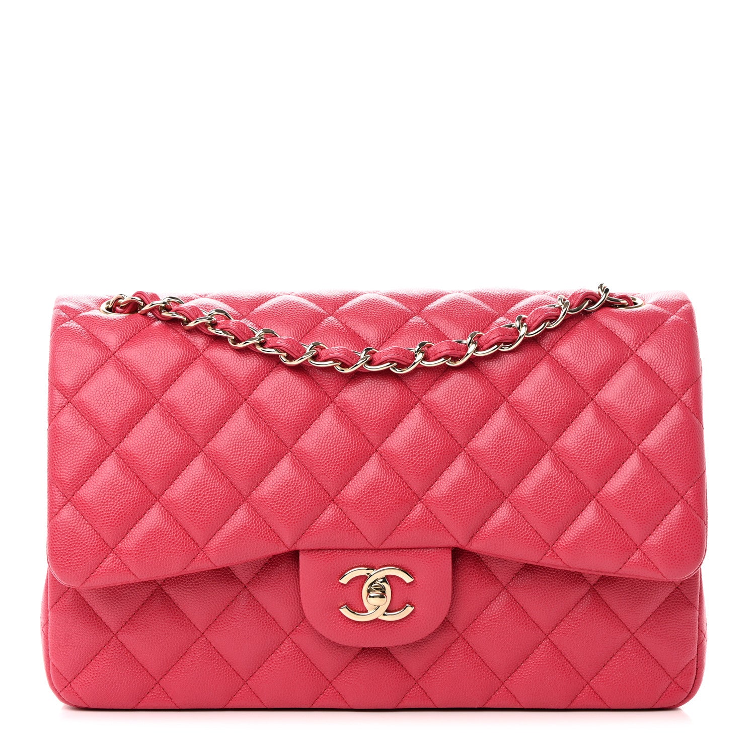 Chanel Caviar Quilted Jumbo Double Flap Dark Pink 1 of 13