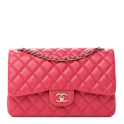 Chanel Caviar Quilted Jumbo Double Flap Dark Pink 1 of 13