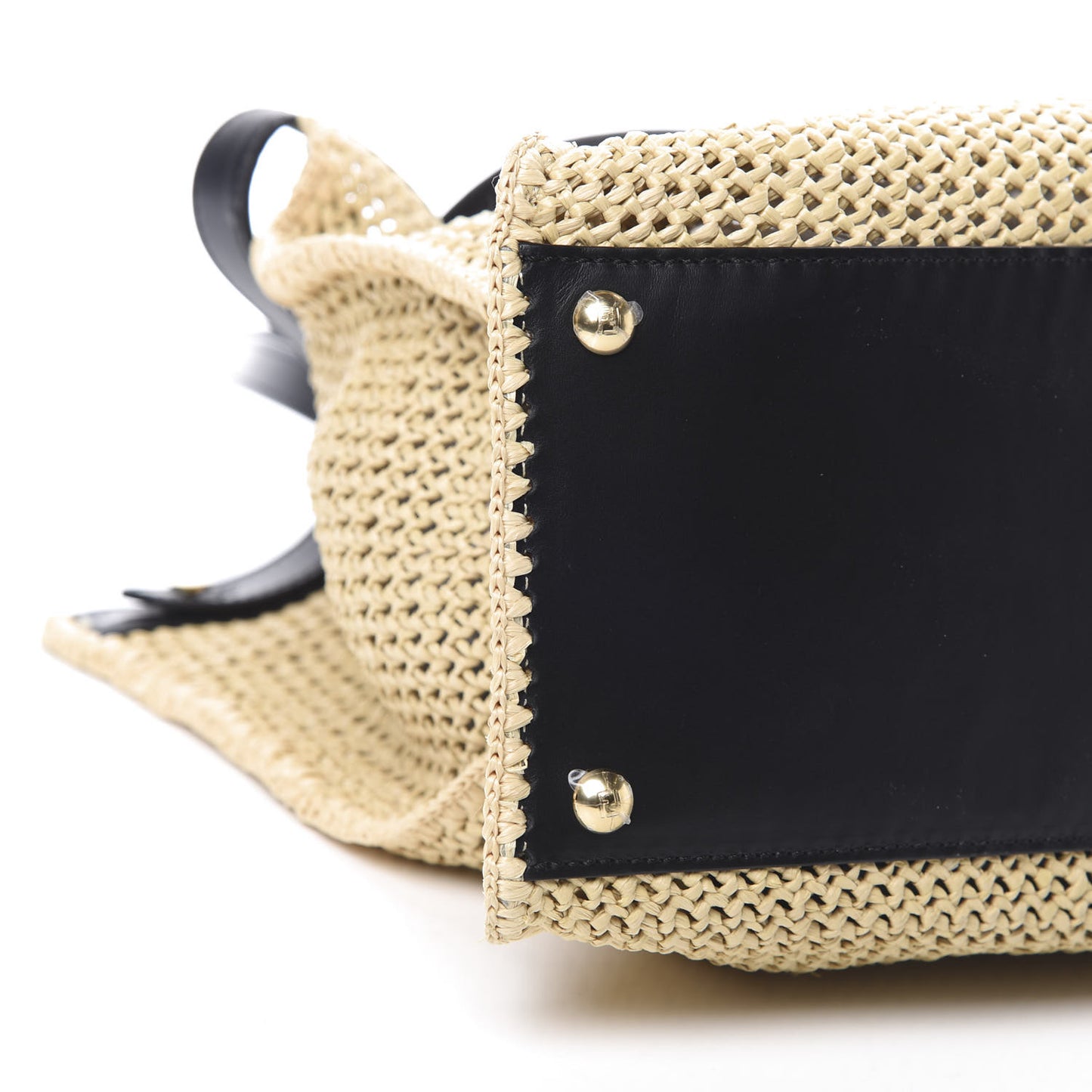 Raffia Vitello King Macrame Mesh Large Peekaboo X-Tote Natural Black Cuoio