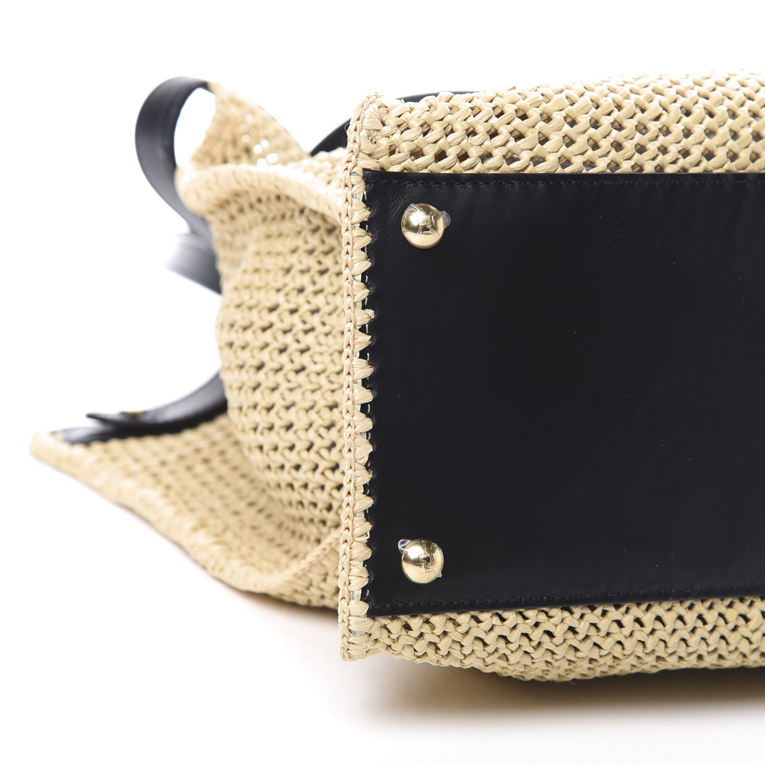 Fendi Raffia Vitello King Macrame Mesh Large Peekaboo X-Tote Natural Black Cuoio 9 of 10