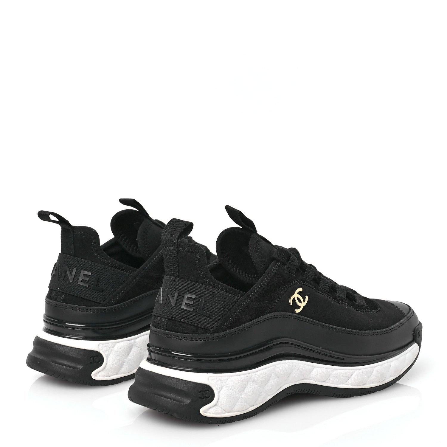 Chanel Velvet Calfskin Mixed Fibers CC Sneakers 37 Black 4 of 7
