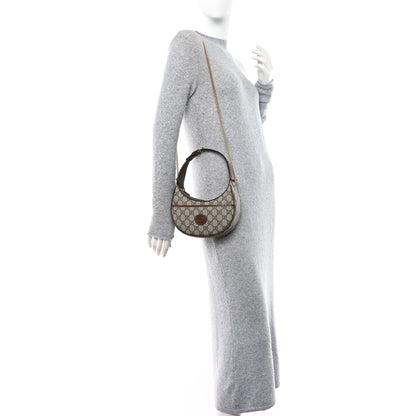 Gucci GG Supreme Monogram Azalea Calfskin Mini Retro Interlocking G Half Moon Bag Beige Ebony Brown Sugar 2 of 10