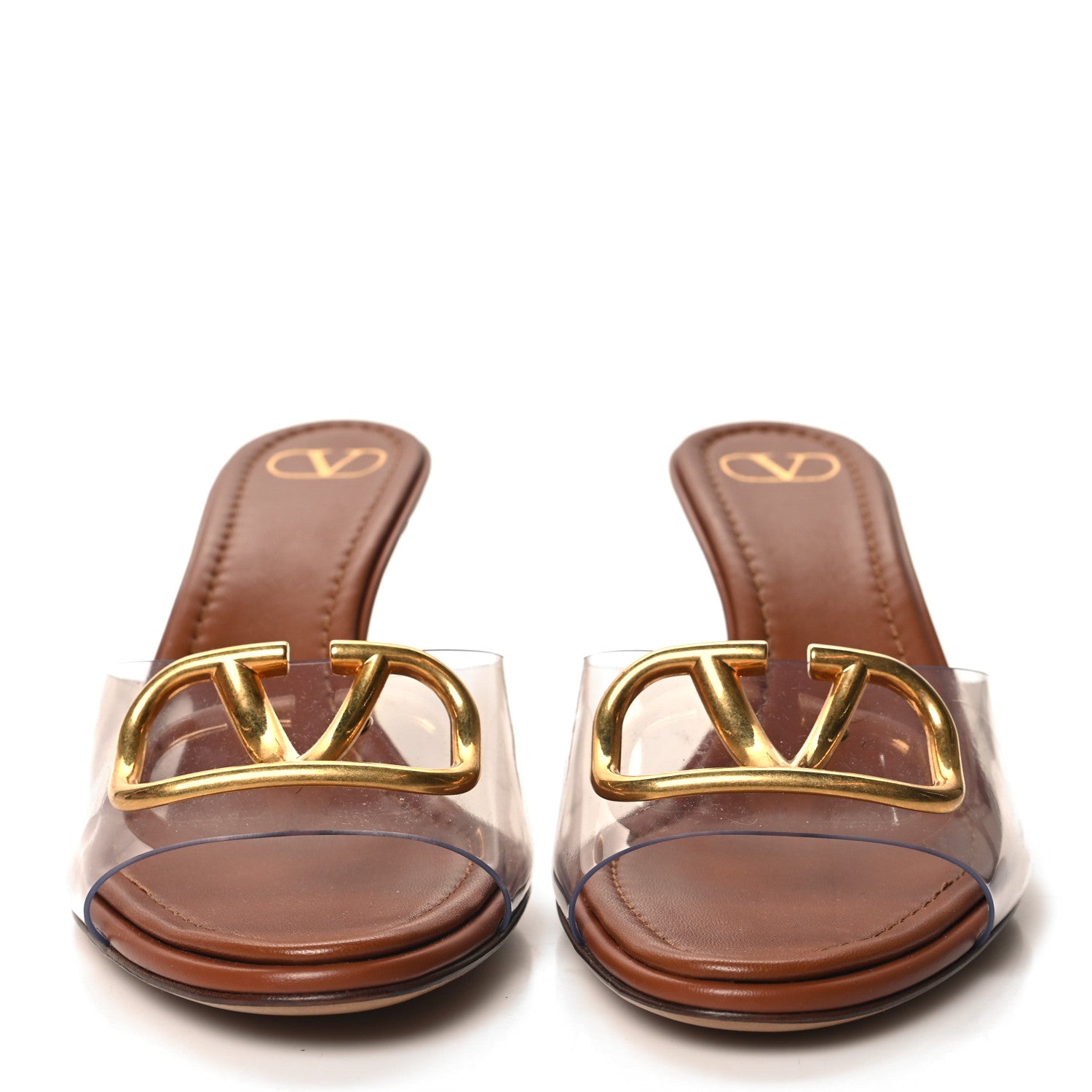 Valentino Garavani PVC Calfskin VLogo 80mm Mules 40 Brown 2 of 8