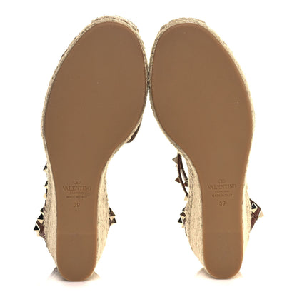 Valentino Garavani Grained Calfskin Rockstud Ankle Wrap Espadrille 15/85mm Wedges 39 Cuoio 5 of 7