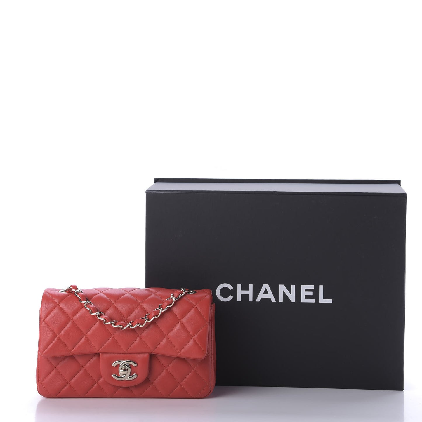 Lambskin Quilted Mini Rectangular Flap Red