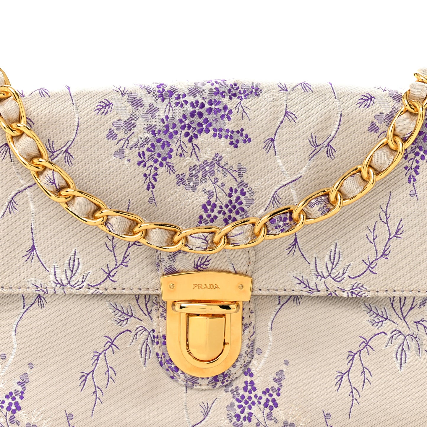 Tessuto Nylon Jacquard Floral Print Shoulder Bag Glicine