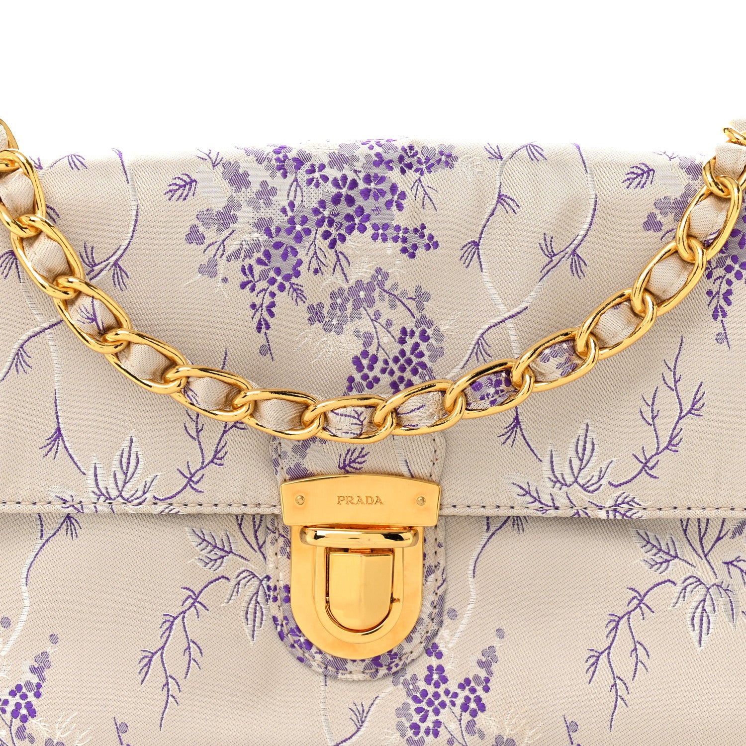 Prada Tessuto Nylon Jacquard Floral Print Shoulder Bag Glicine 8 of 15