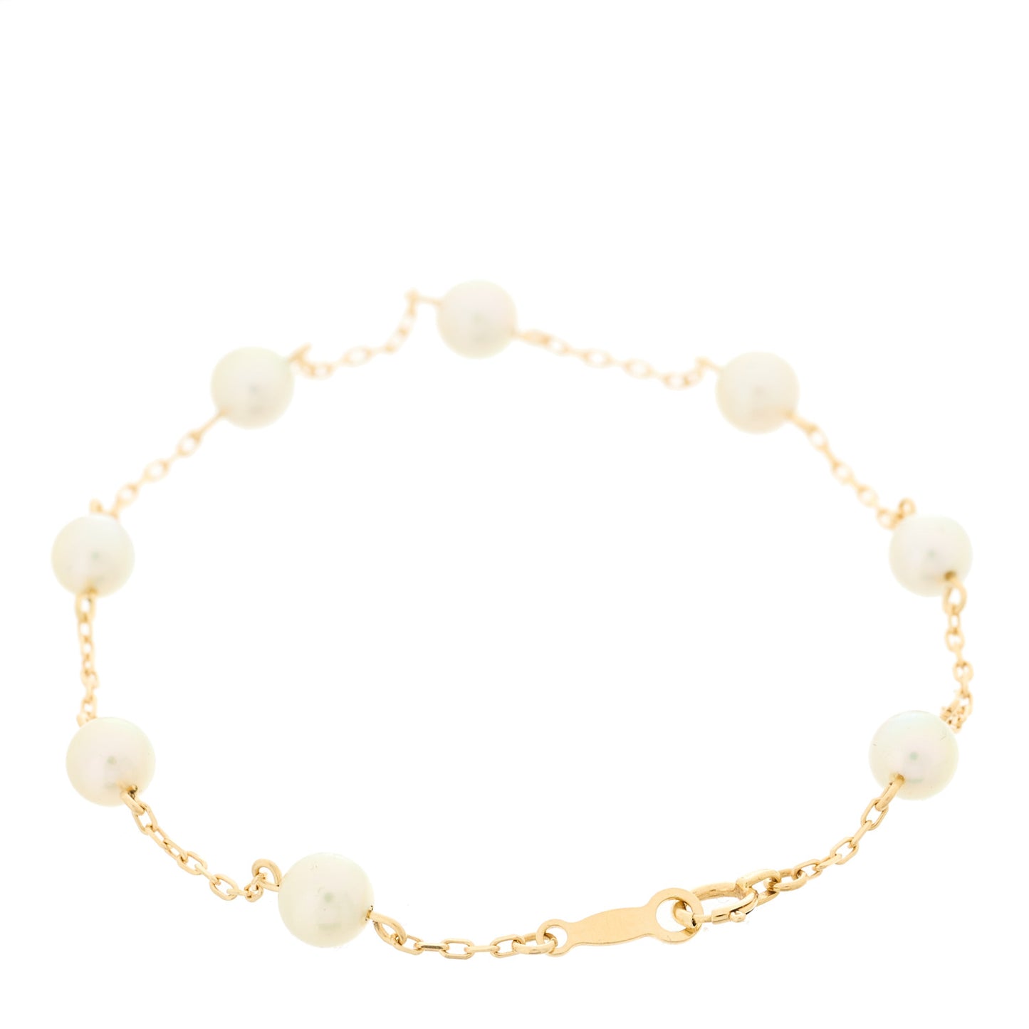 18K Yellow Gold Akoya Pearl 5mm Station Bracelet