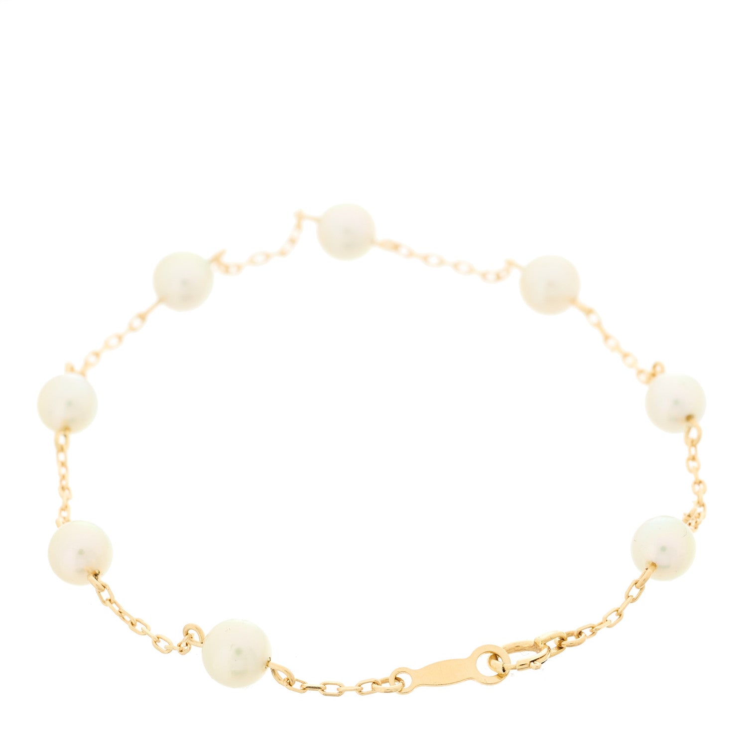 Mikimoto 18K Yellow Gold Akoya Pearl 5mm Station Bracelet 2 of 3