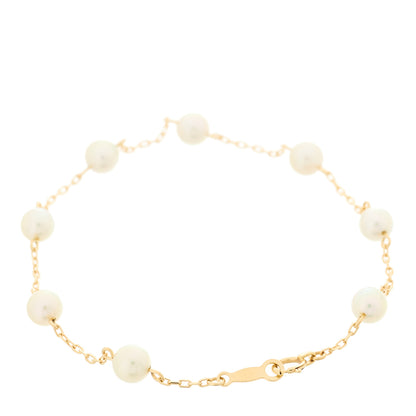 Mikimoto 18K Yellow Gold Akoya Pearl 5mm Station Bracelet 2 of 3