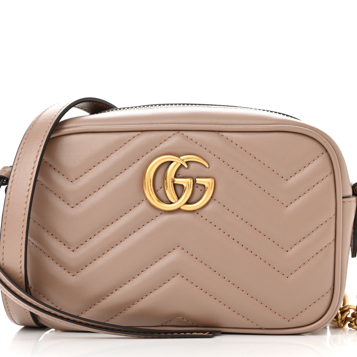 Gucci Calfskin Matelasse Mini GG Marmont Chain Shoulder Bag Porcelain Rose 8 of 10