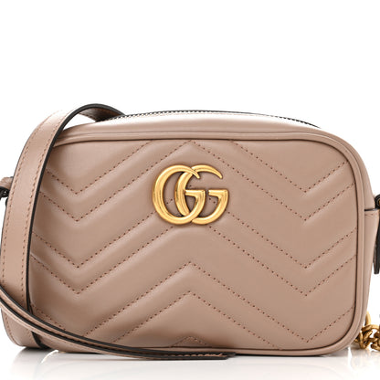 Gucci Calfskin Matelasse Mini GG Marmont Chain Shoulder Bag Porcelain Rose 8 of 10