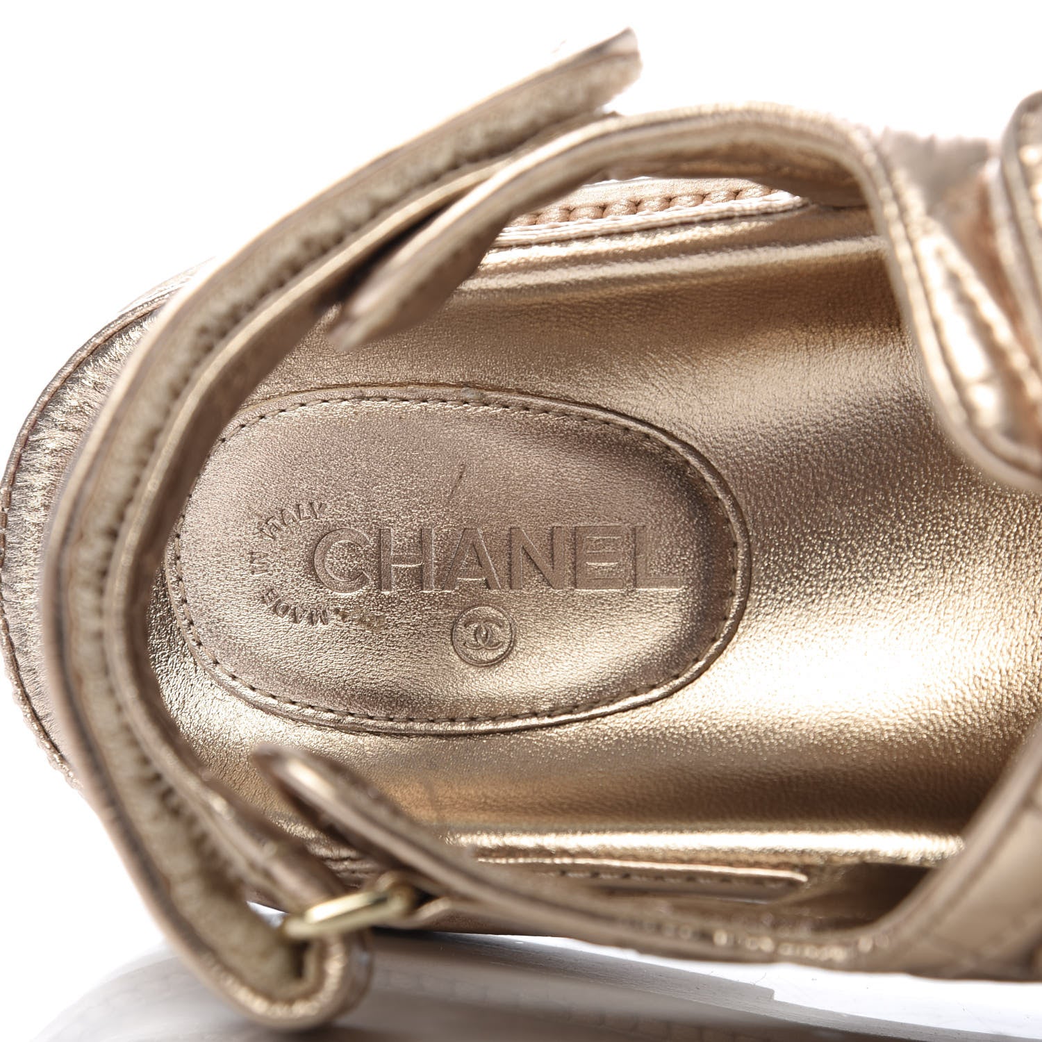 Chanel Iridescent Lambskin Velcro Dad Sandals 38 Light Bronze 7 of 10