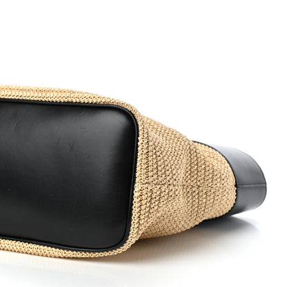 Saint Laurent Calfskin Raffia Medium Shopper Tote Naturale Black 9 of 9