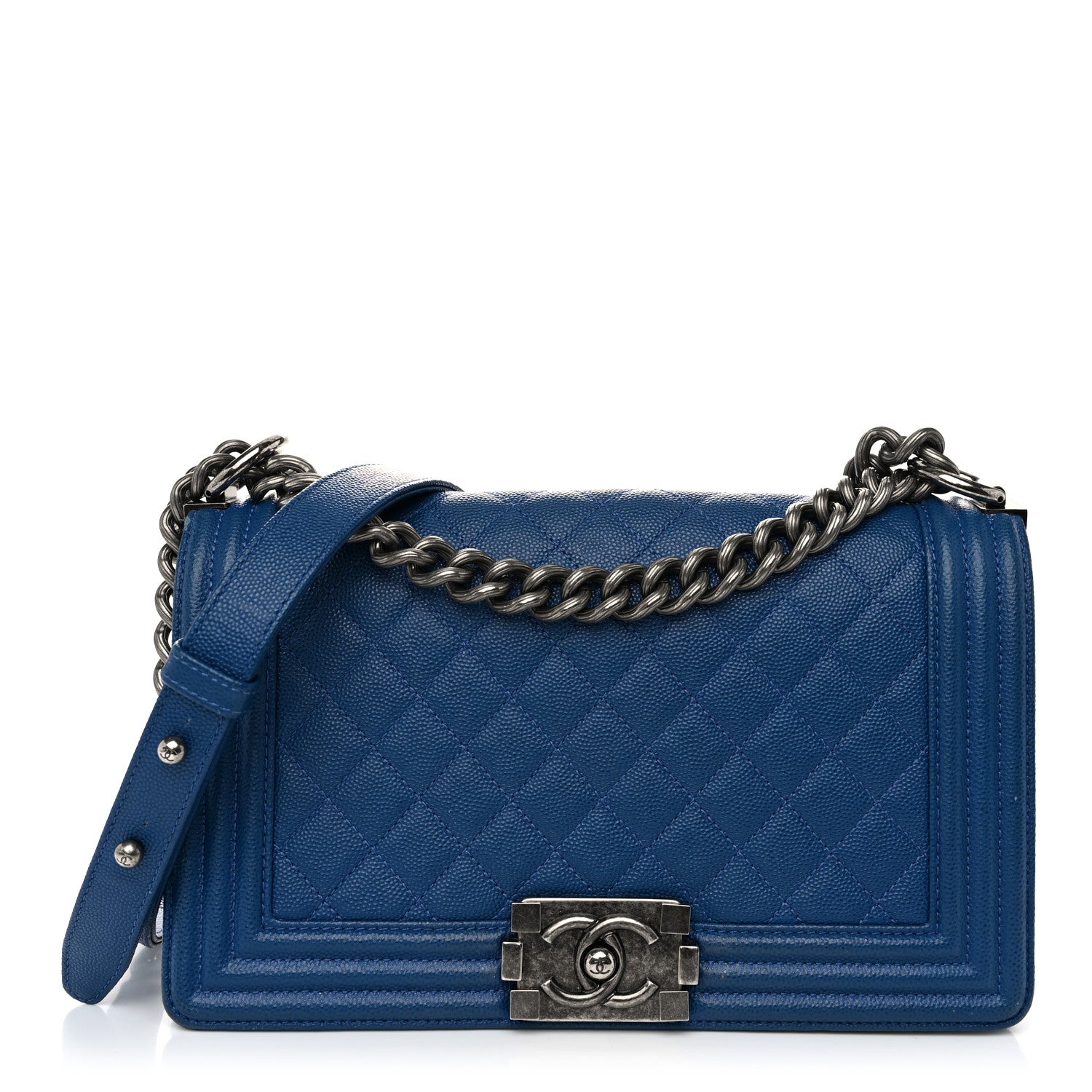 Chanel Caviar Quilted Medium Boy Flap Blue 1 of 11