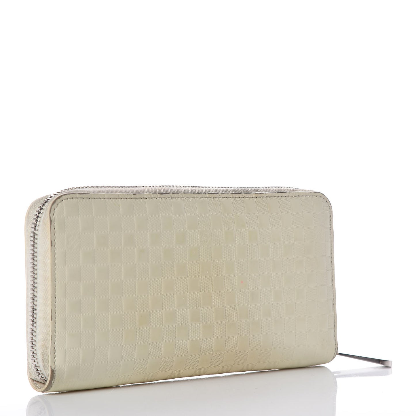 Shiny Calfskin Damier Facette Zippy Wallet Creme
