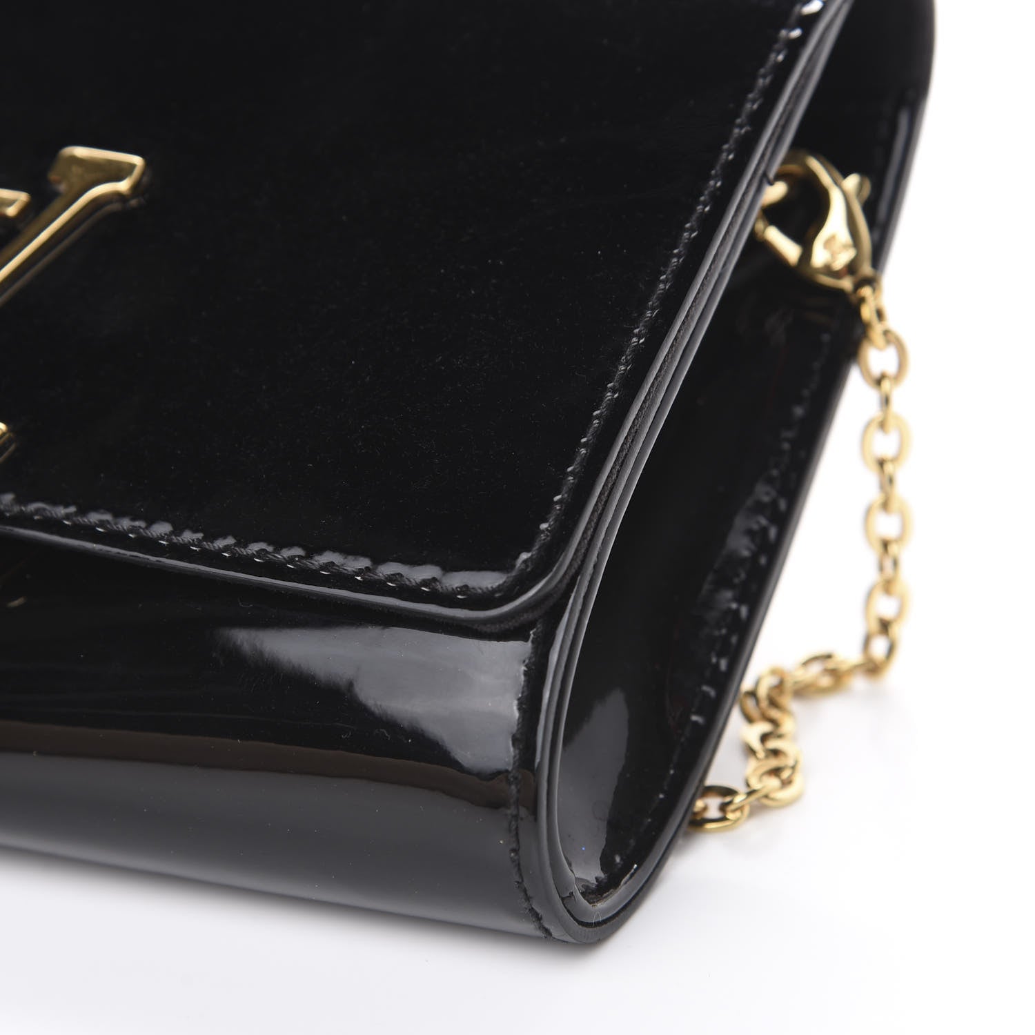 Louis Vuitton Patent Louise PM Chain Clutch Black 9 of 10