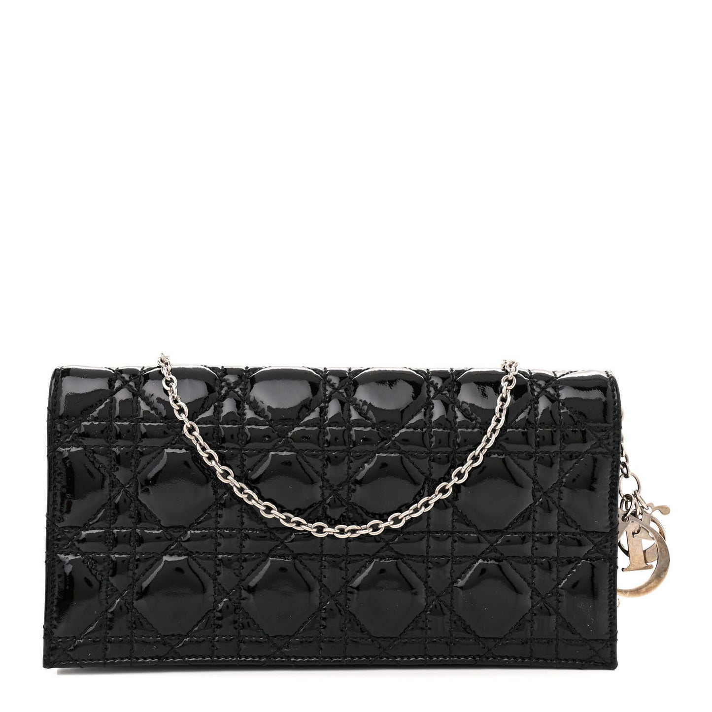 Patent Cannage Lady Dior Convertible Clutch Black