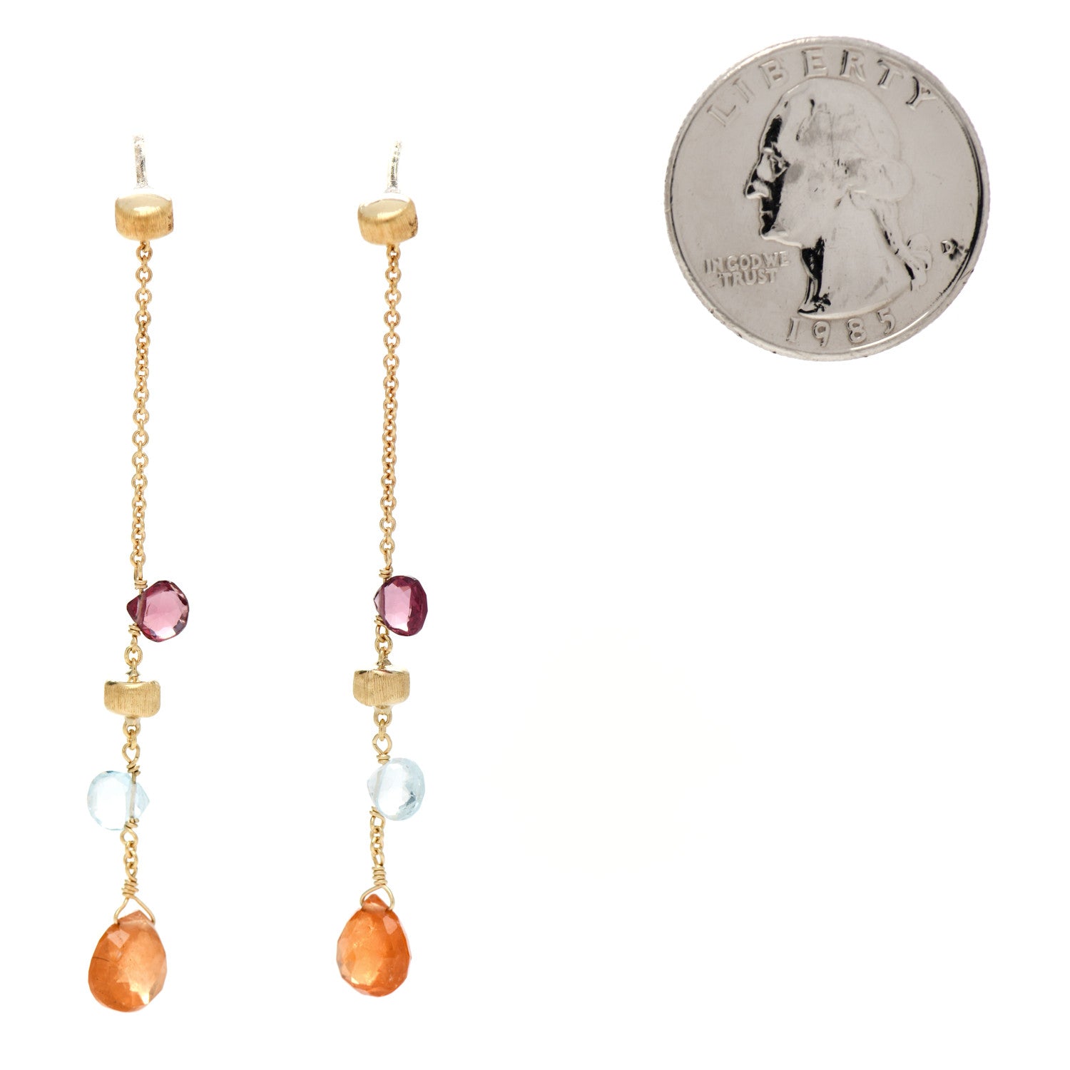 Marco Bicego 18K Yellow Gold Multi Gemstone Paradise Long Drop Earrings 2 of 5
