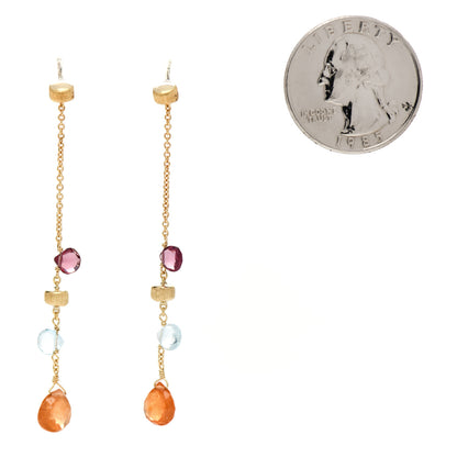 Marco Bicego 18K Yellow Gold Multi Gemstone Paradise Long Drop Earrings 2 of 5