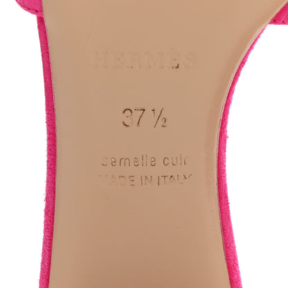 Hermes Suede Goatskin Oasis Sandals 37.5 Rose Fuchsia 6 of 12