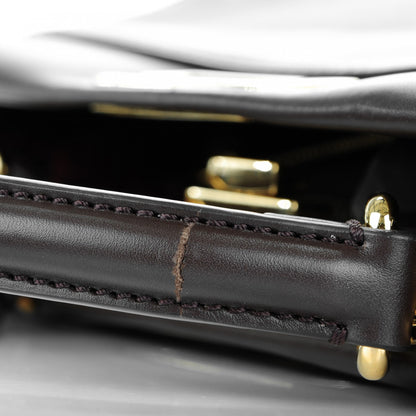 Fendi Smooth Calfskin Python Medium Peekaboo Iconic Satchel Dark Brown Ruby 7 of 10