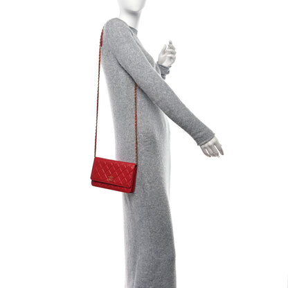 Chanel Lambskin Quilted Infinity Wallet On Chain WOC Red 2 of 10