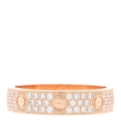 Cartier 18K Pink Gold Diamond 4mm LOVE Wedding Paved Band Ring 59 8.75 1 of 5