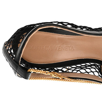 Bottega Veneta Mesh Calfskin Stretch Chain Strap 90mm Pumps 36.5 Black 7 of 8