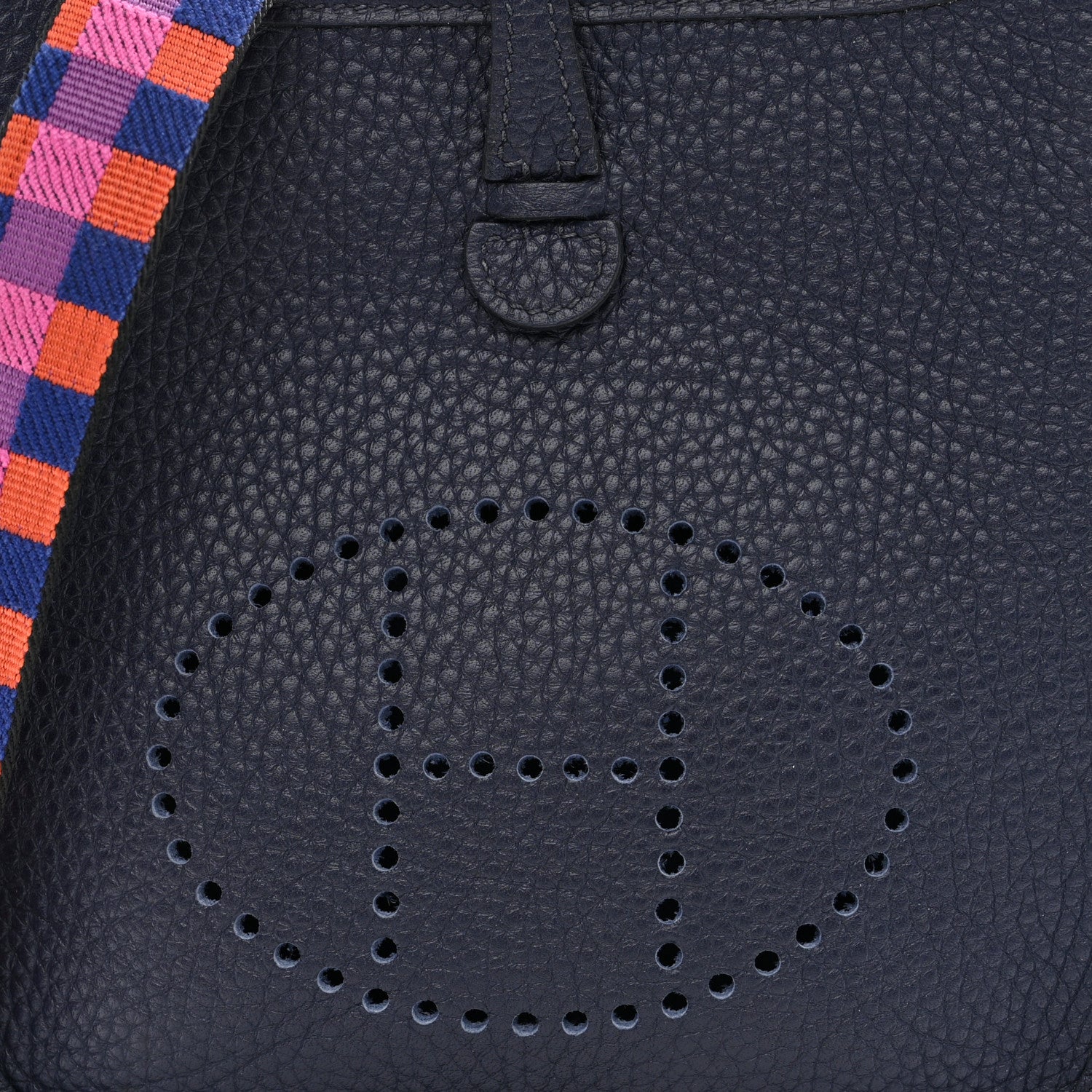 Hermes Taurillon Clemence Amazone Maxi Quadrille Evelyne TPM Bleu Nuit Bleu Saphir Anemone Capucine 8 of 12