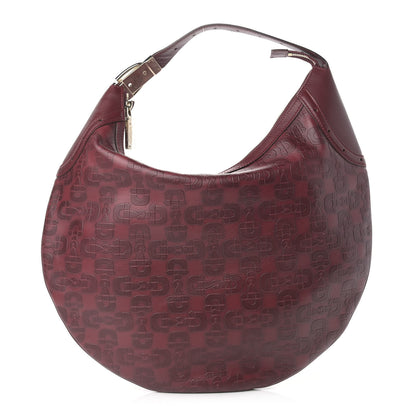 Gucci Calfskin Horsebit Embossed Glam Hobo Burgundy 1 of 11