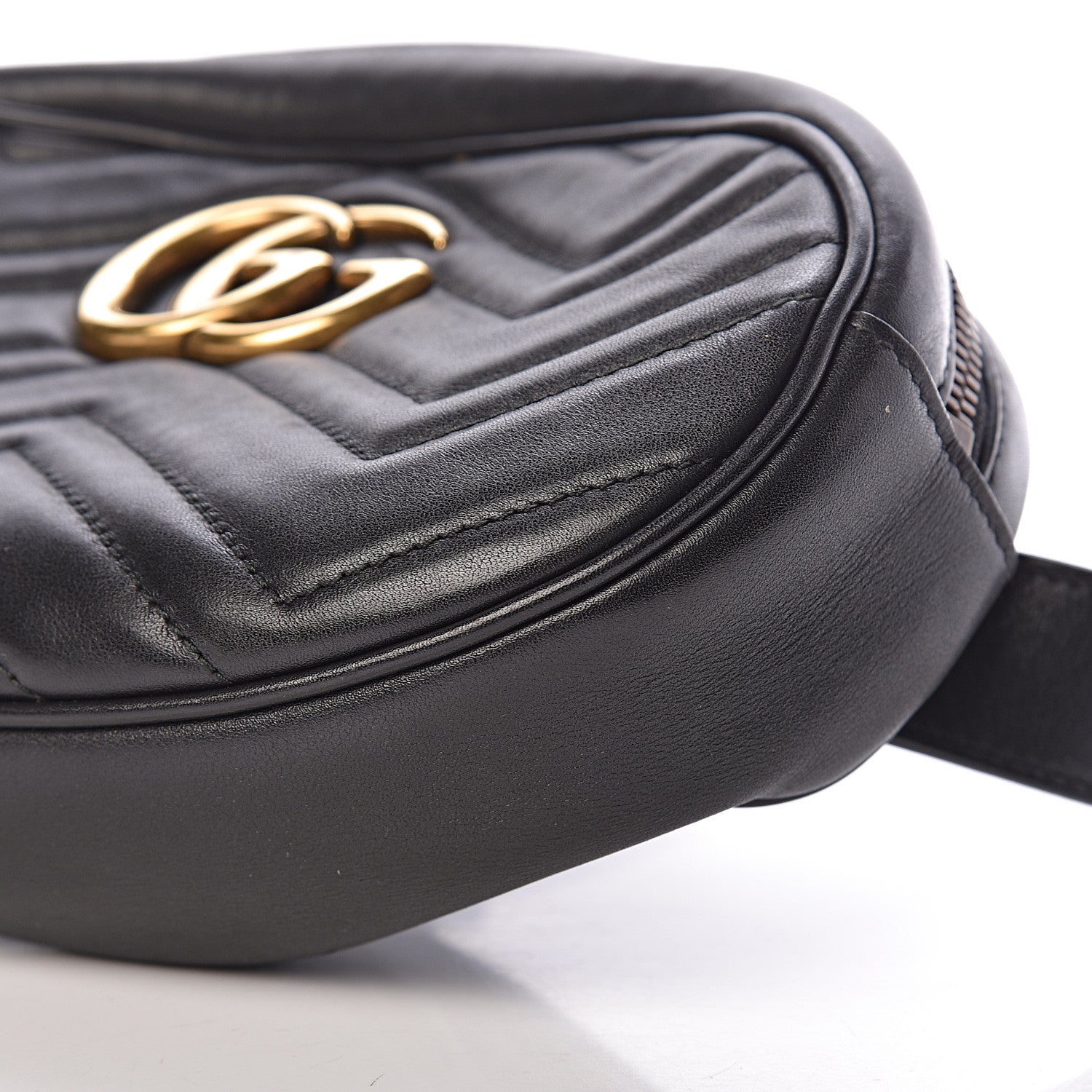 Gucci Calfskin Matelasse GG Marmont Belt Bag 85 34 Black 11 of 11