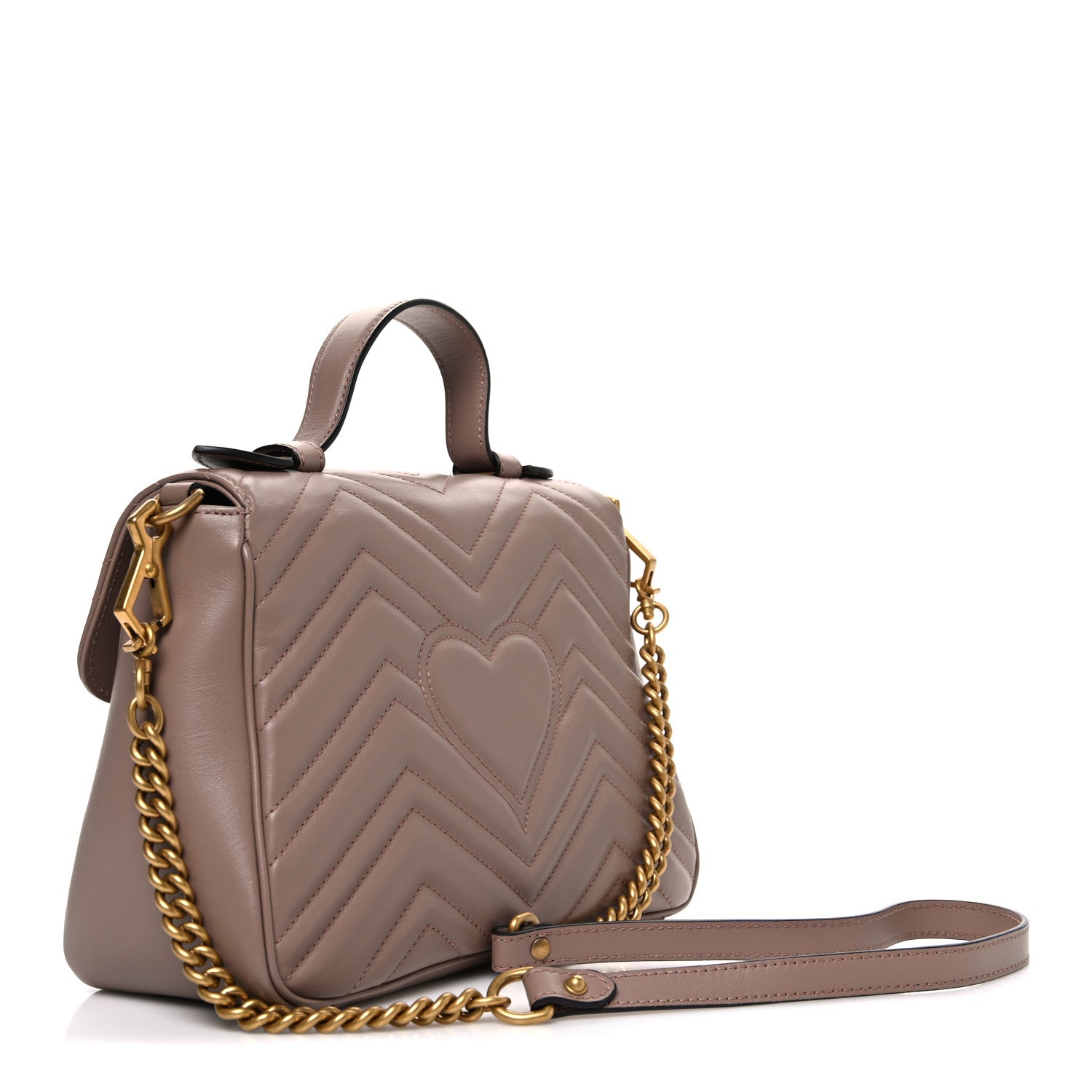 Gucci Calfskin Matelasse Small GG Marmont Top Handle Shoulder Bag Porcelain Rose 2 of 9