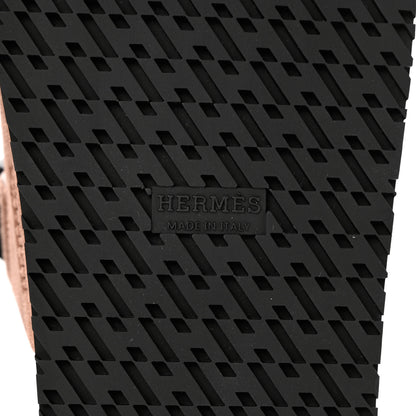 Hermes Suede Goatskin Womens Chypre Sandals 38 Rose Perle Black 6 of 9