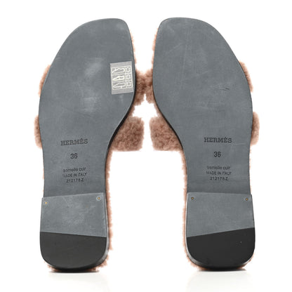 Hermes Woolskin Oran Sandals 36 Rose Aube 5 of 8