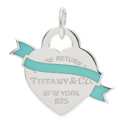 Tiffany Sterling Silver Enamel Return To Tiffany Heart Ribbon Charm Blue 1 of 3