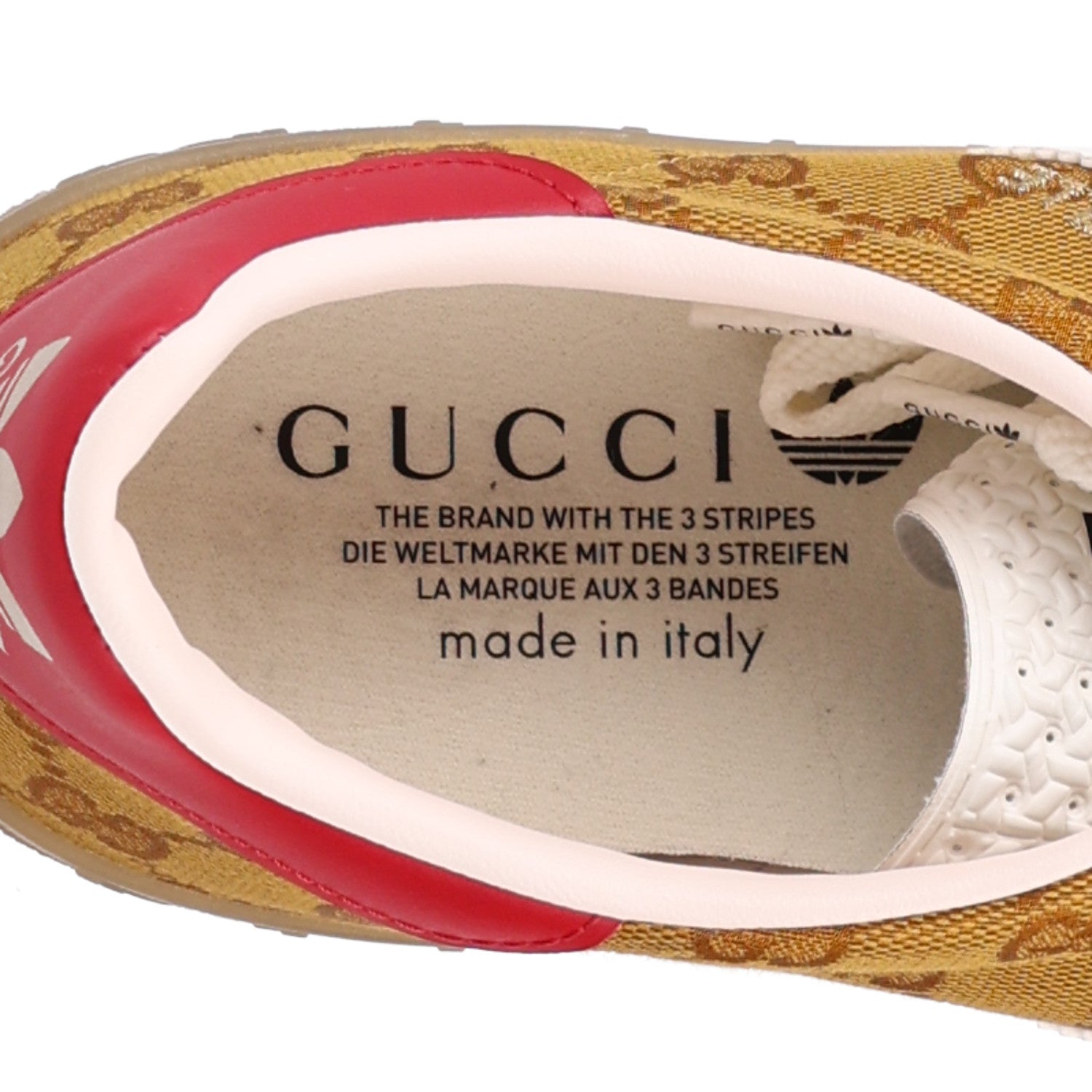 Gucci X ADIDAS Vintage GG Monogram Mens Gazelle Sneakers 11.5 Mid Natural Nut Off White 7 of 9