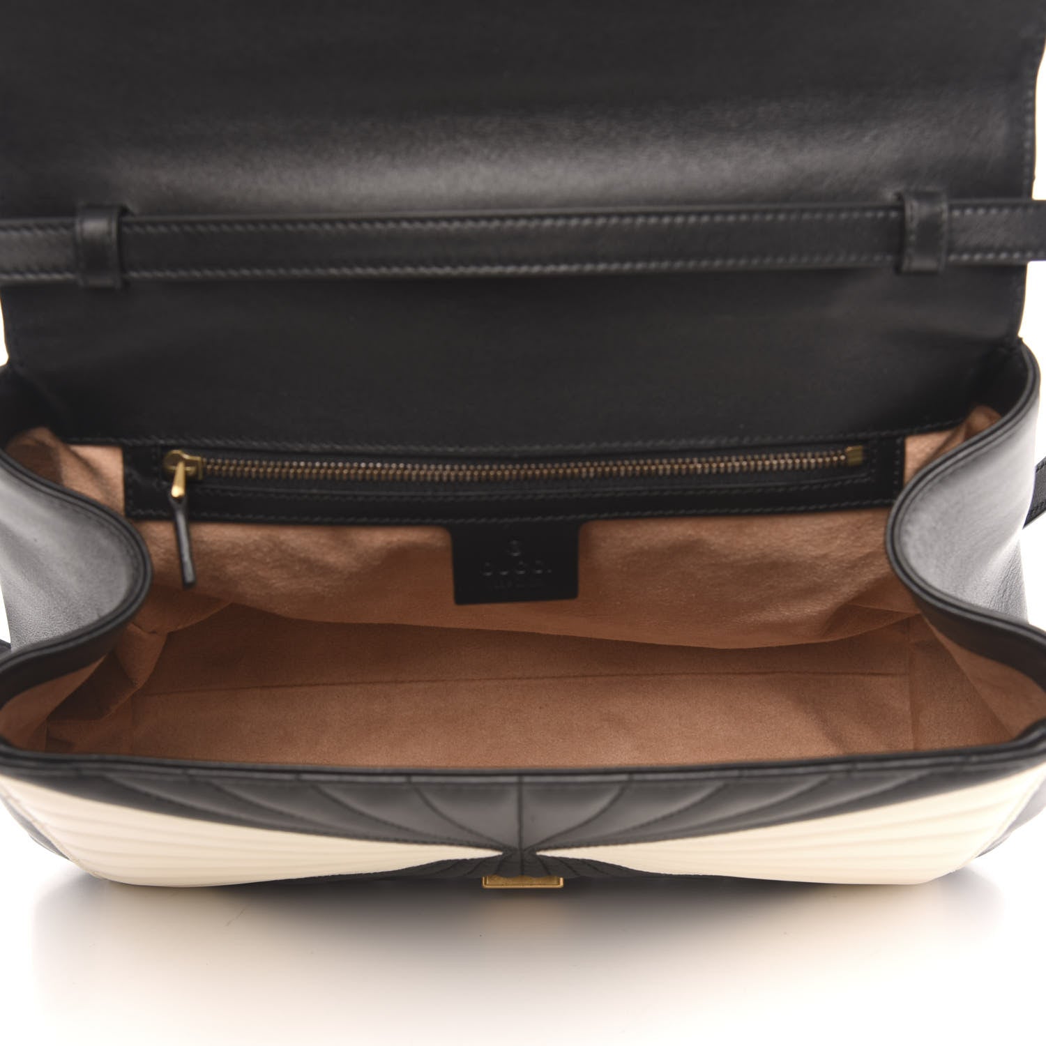 Gucci Calfskin Bamboo Trapuntata Queen Margaret Top Handle Bag Mystic White Black 5 of 10