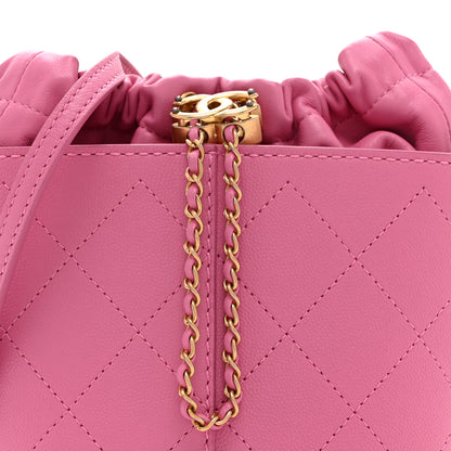 Chanel Calfskin Small CC Chain Bucket Drawstring Bag Pink 8 of 10