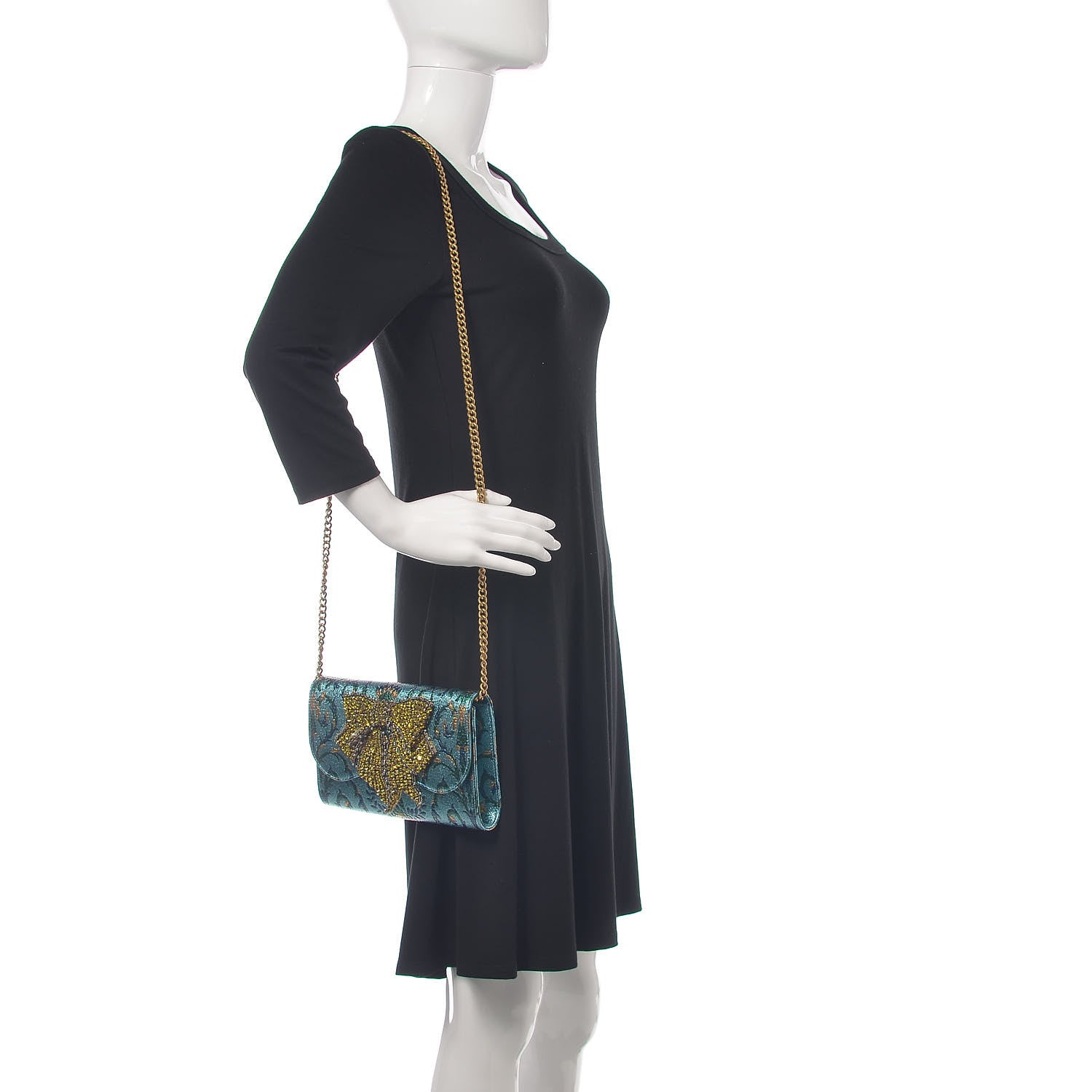 Gucci Brocade Broadway Clutch Bag Azure 2 of 9