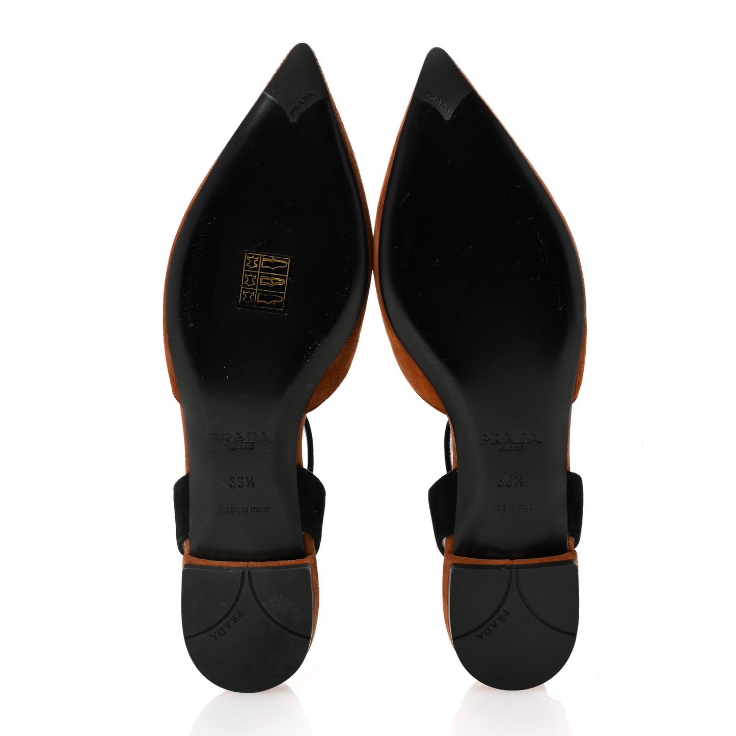 Suede Pointed Toe Ankle Strap Flats 36.5 Brown Black