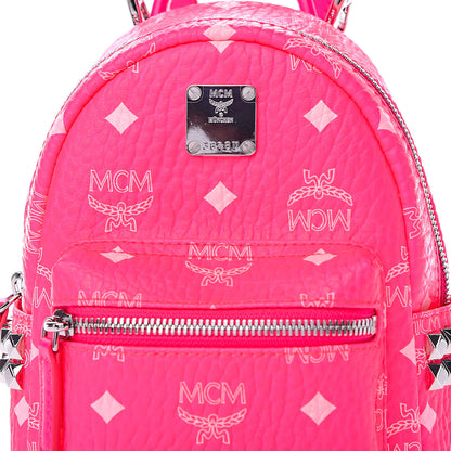 MCM Visetos Side Stud X-Mini Stark Bebe Boo Backpack Neon Pink 8 of 10