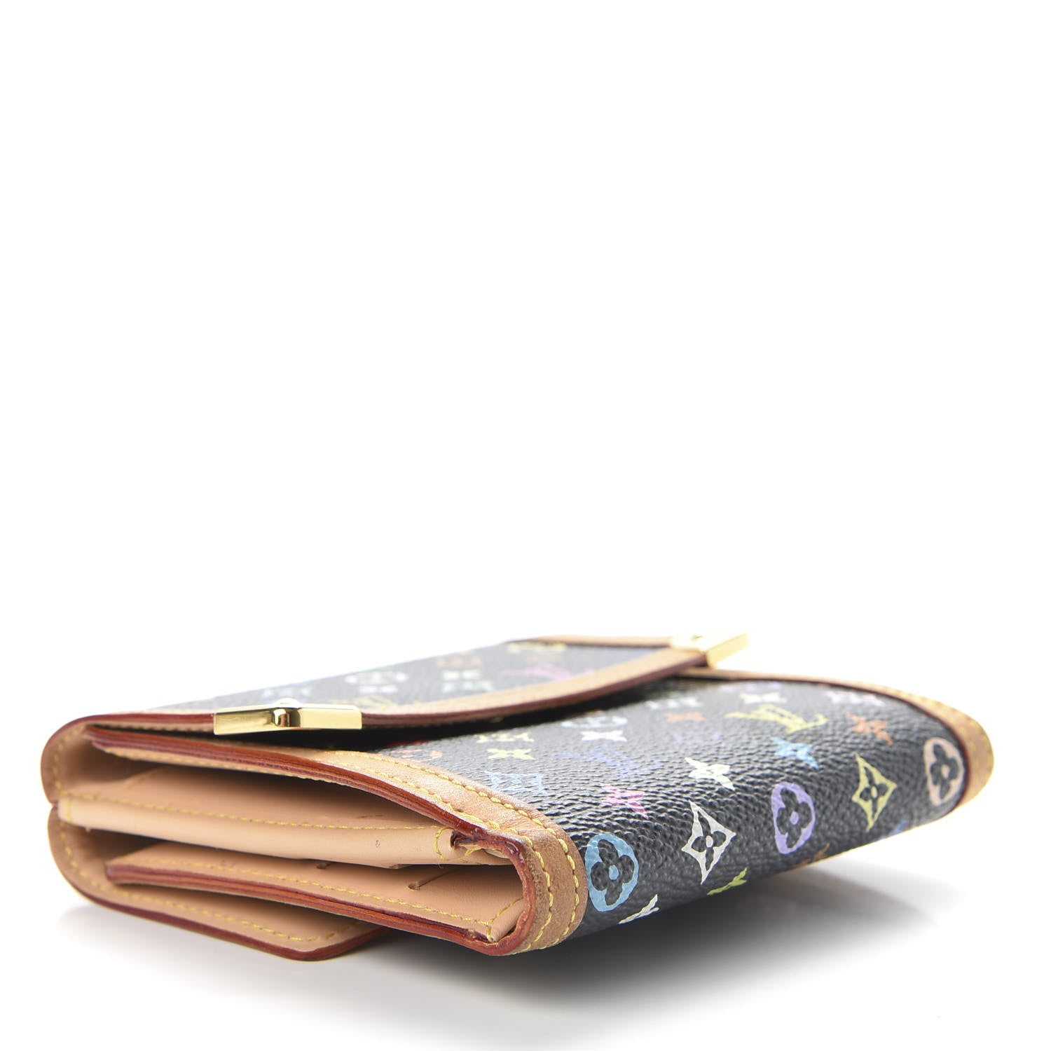 Louis Vuitton Monogram Multicolor Porte-Monnaie Billets Wallet Black 4 of 8